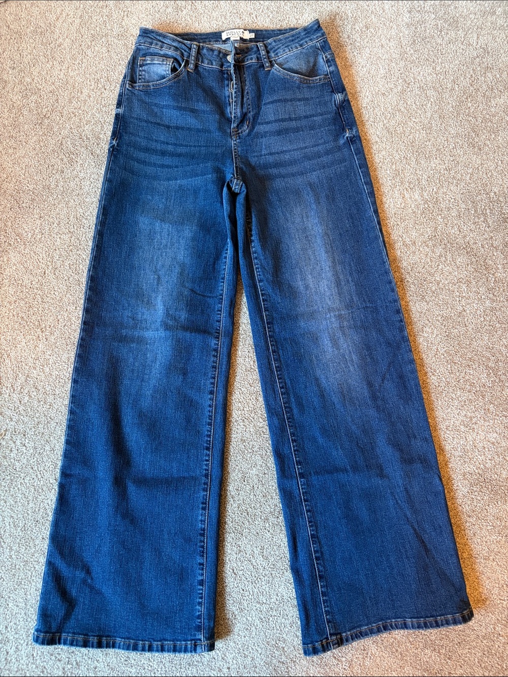 Molly Bracken Wide-Leg Jeans in Deep Blue Wash